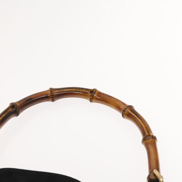 GUCCI Bamboo Shoulder Bag Suede Black Gold 001 1577 001 1577 - Picture 8 of 16